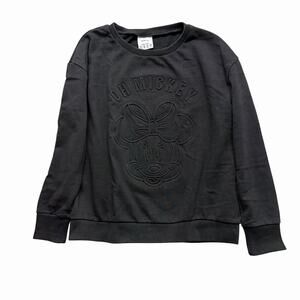 Disney Oh Mickey Black Sweatshirt Womens Size 4 Small Textured 3D Minnie Mouse
